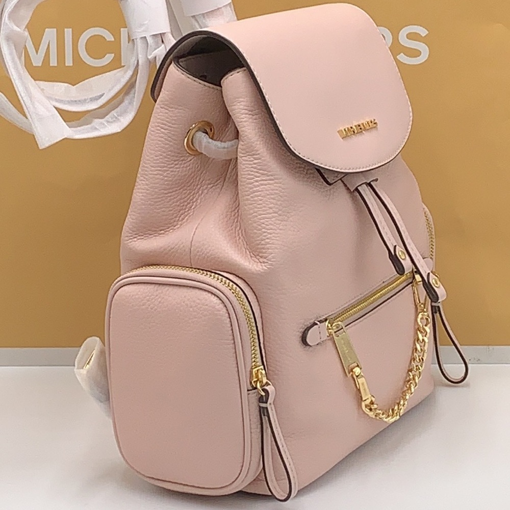 MICHAEL KORS 
Jet Set Medium Pebbled Leather Backpack POWDER BLUSH COLOR - Picture 3 of 16